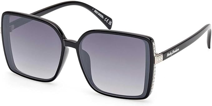 HARLEY-DAVIDSON Womens Lifestyle 01B Black, Smoke Lense Sunglasses