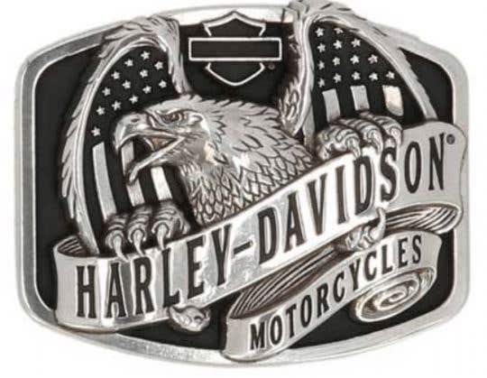 HARLEY-DAVIDSON MENS EAGLE WING OVER AMERICA BUCKLE NICKEL