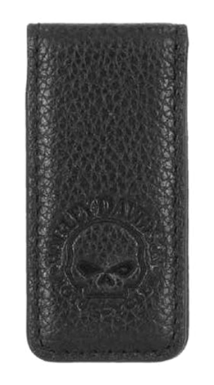 HARLEY-DAVIDSON SKULL LEATHER MONEY CLIP BLACK
