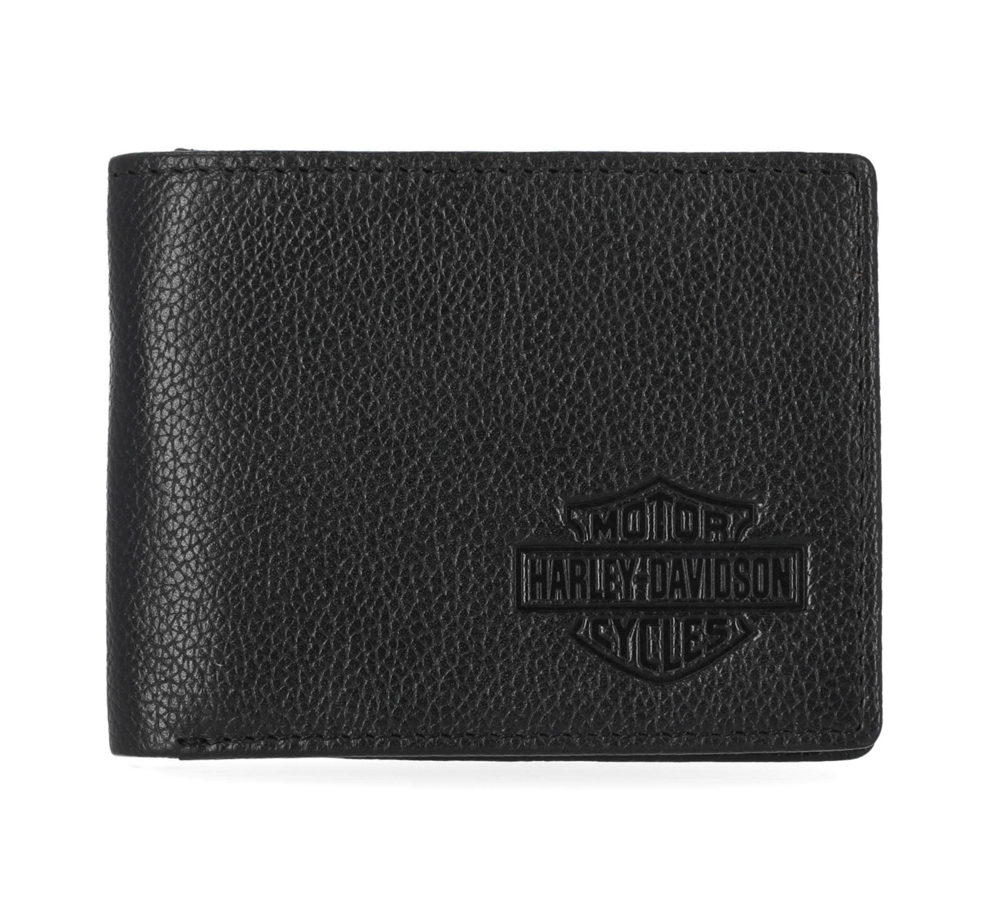 HARLEY-DAVIDSON MENS CLASSIC LEATHER BAR & SHIELD PASSCASE