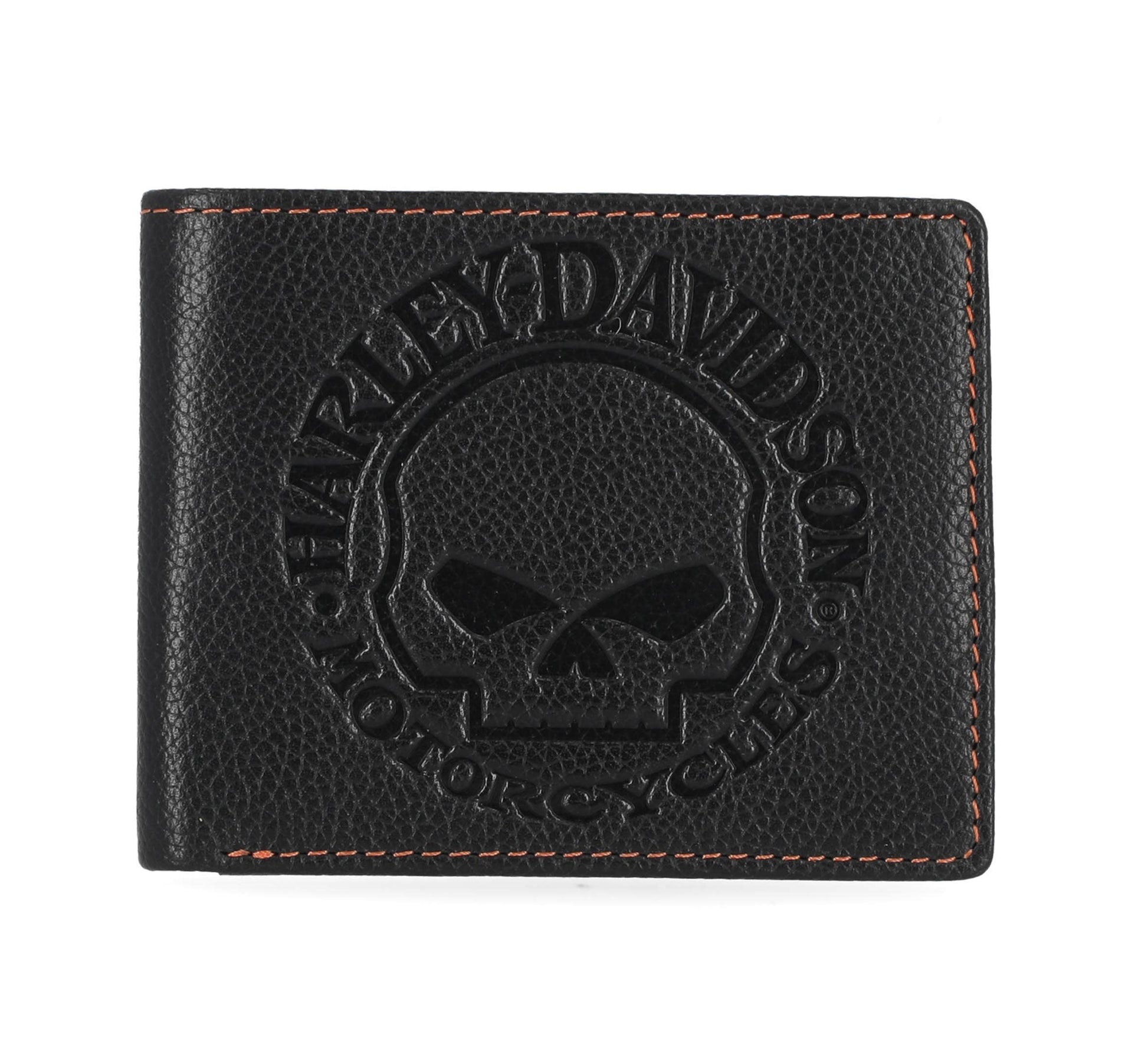 HARLEY-DAVIDSON MENS CLASSIC LEATHER SKULL PASSCASE