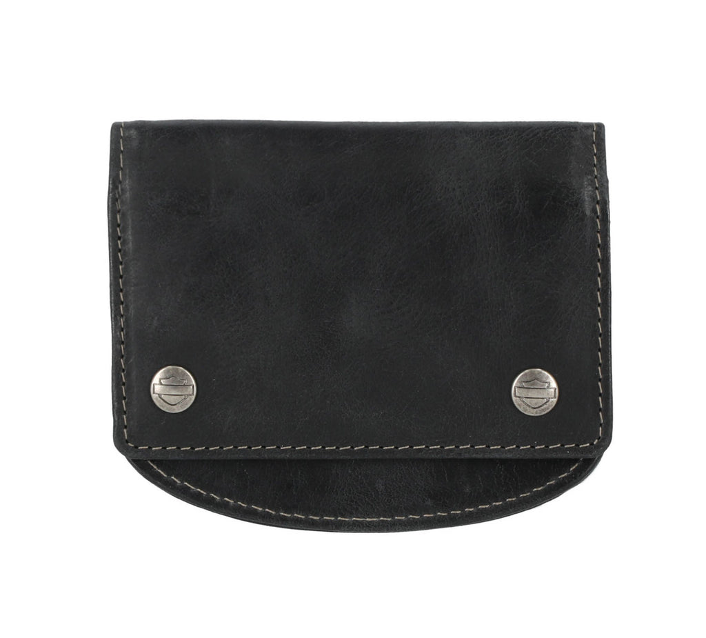 HARLEY-DAVIDSON MENS SMOOTH GRAIN SNAP FLAP WITH LEATHER CORD