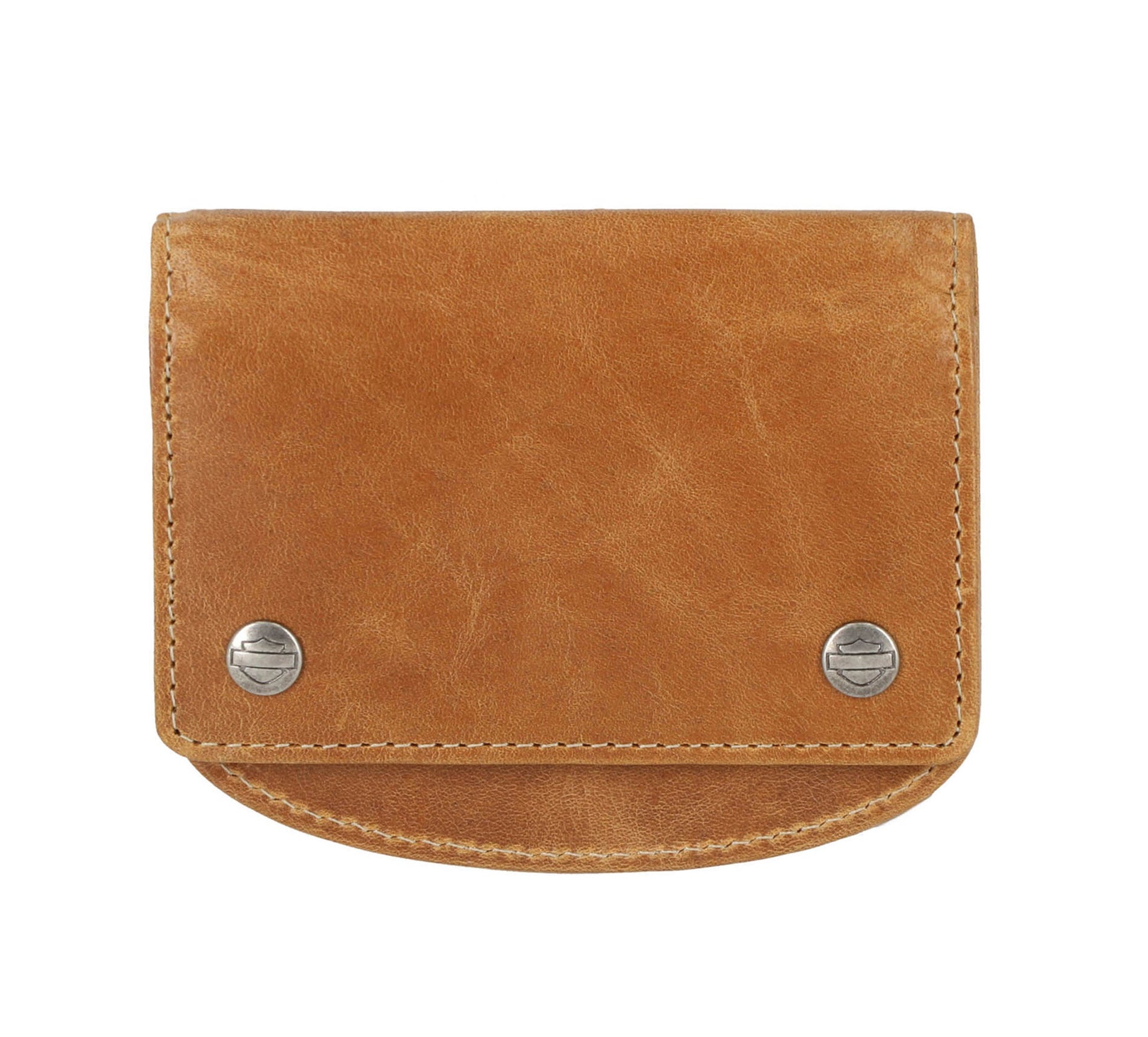 HARLEY-DAVIDSON MENS SMOOTH GRAIN SNAP FLAP WALLET WITH LEATHER CORD