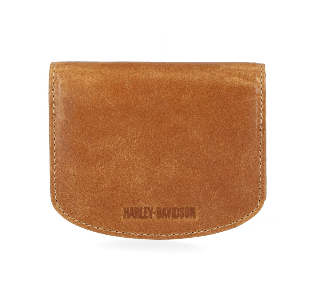 HARLEY-DAVIDSON MENS SMOOTH GRAIN SNAP FLAP WALLET WITH LEATHER CORD