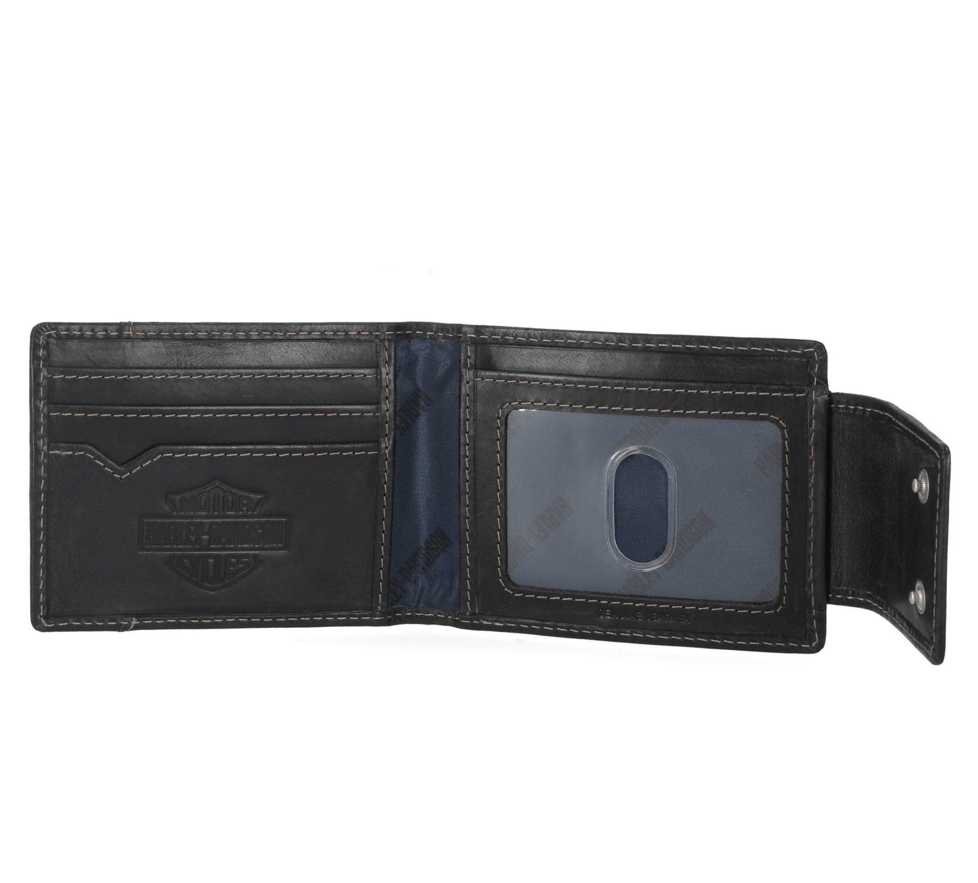 HARLEY-DAVIDSON MENS SMOOTH GRAIN SNAP FRONT POCKET BILLFOLD