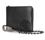 HARLEY-DAVIDSON MENS B&S CORE PEBBLE BILLFOLD WITH CHAIN