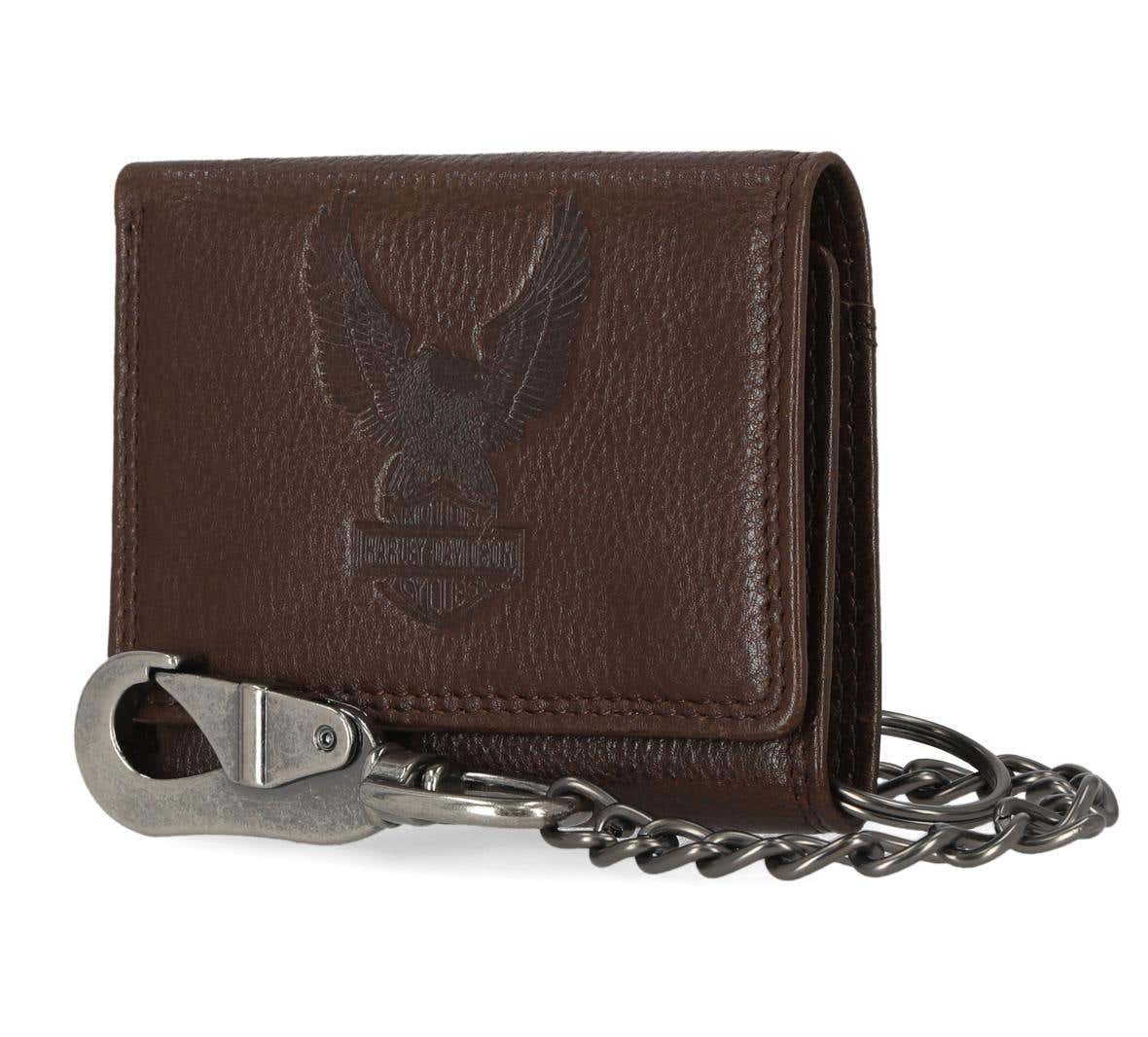 HARLEY-DAVIDSON MENS EAGLE TRIFOLD TRUCKER WITH CHAIN