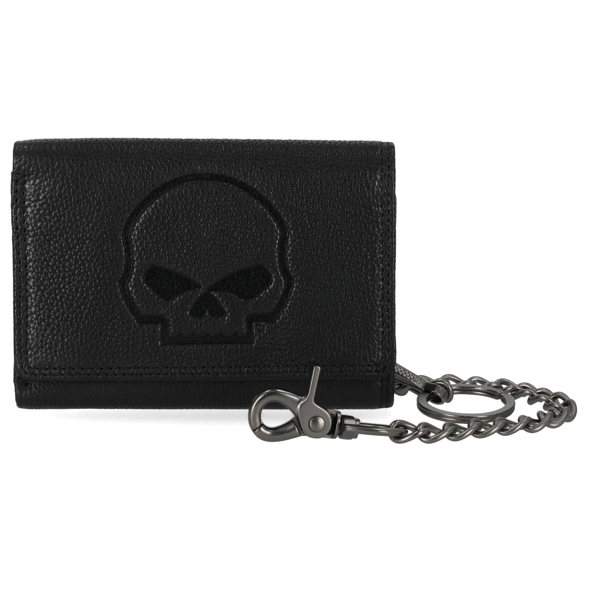 Harley-Davidon Skull Emboss Trifold Chain Wallet