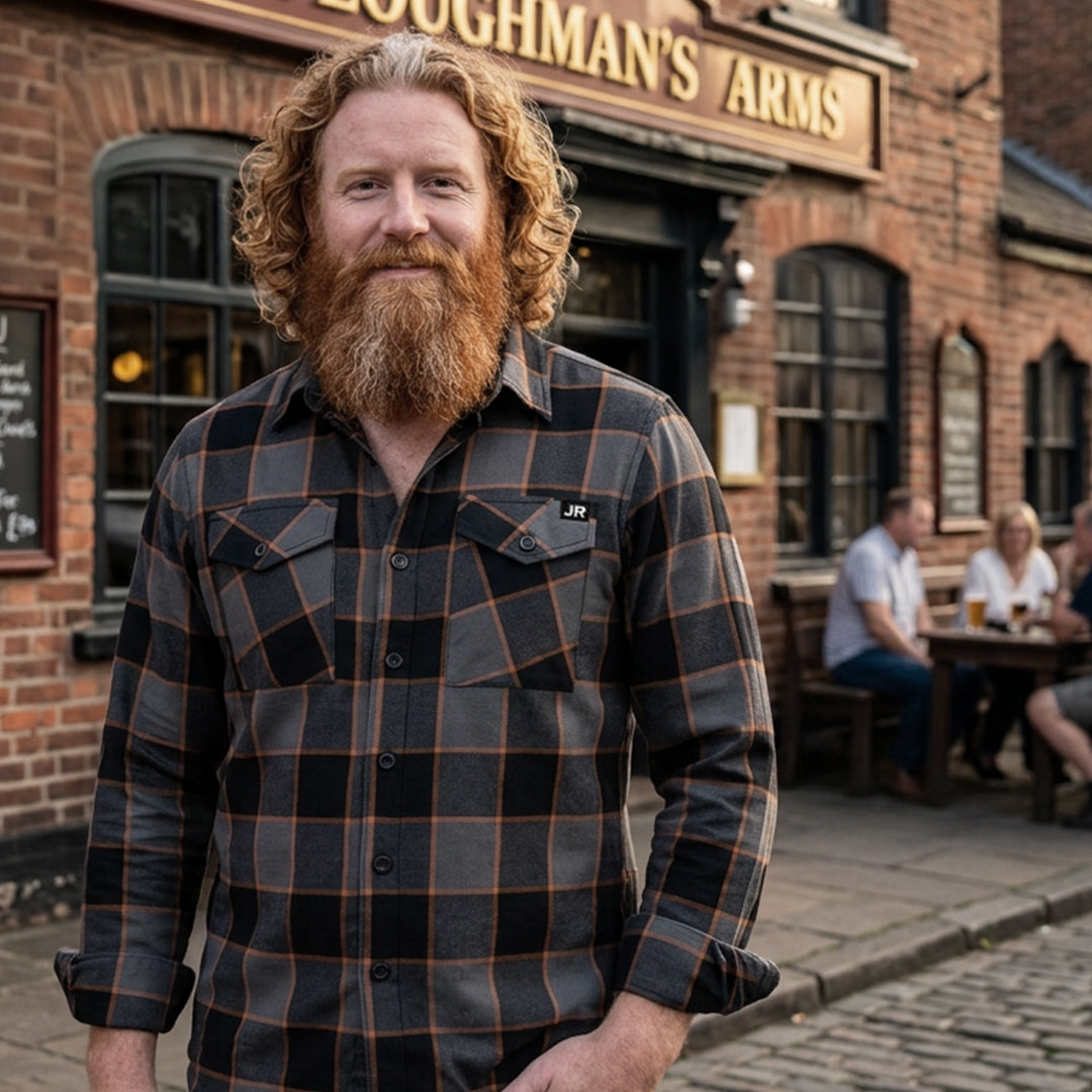 Johnny Reb The 'Pint' Flannel Shirt - Grey/Brown/Orange - product image 2