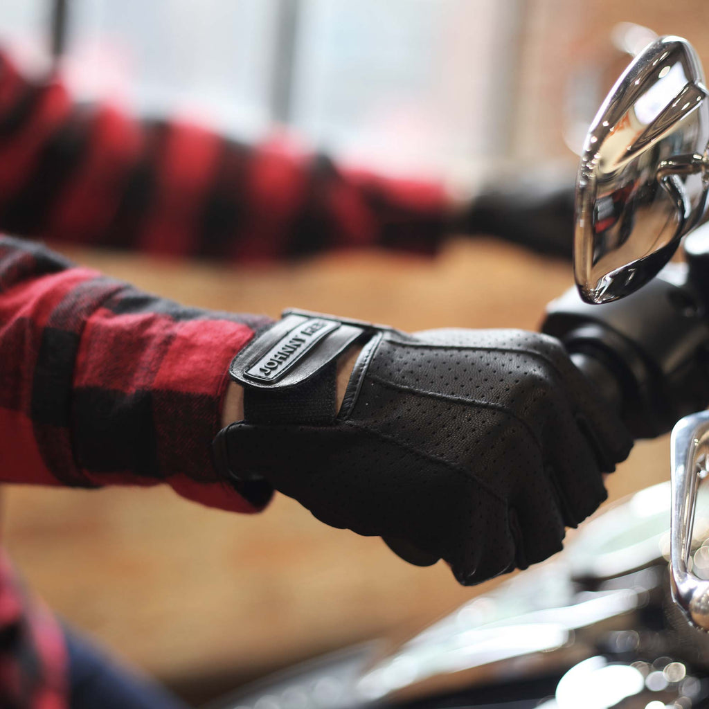 Johnny Reb Sandover Perforated Fingerless Gloves - Black Leather - product image 2