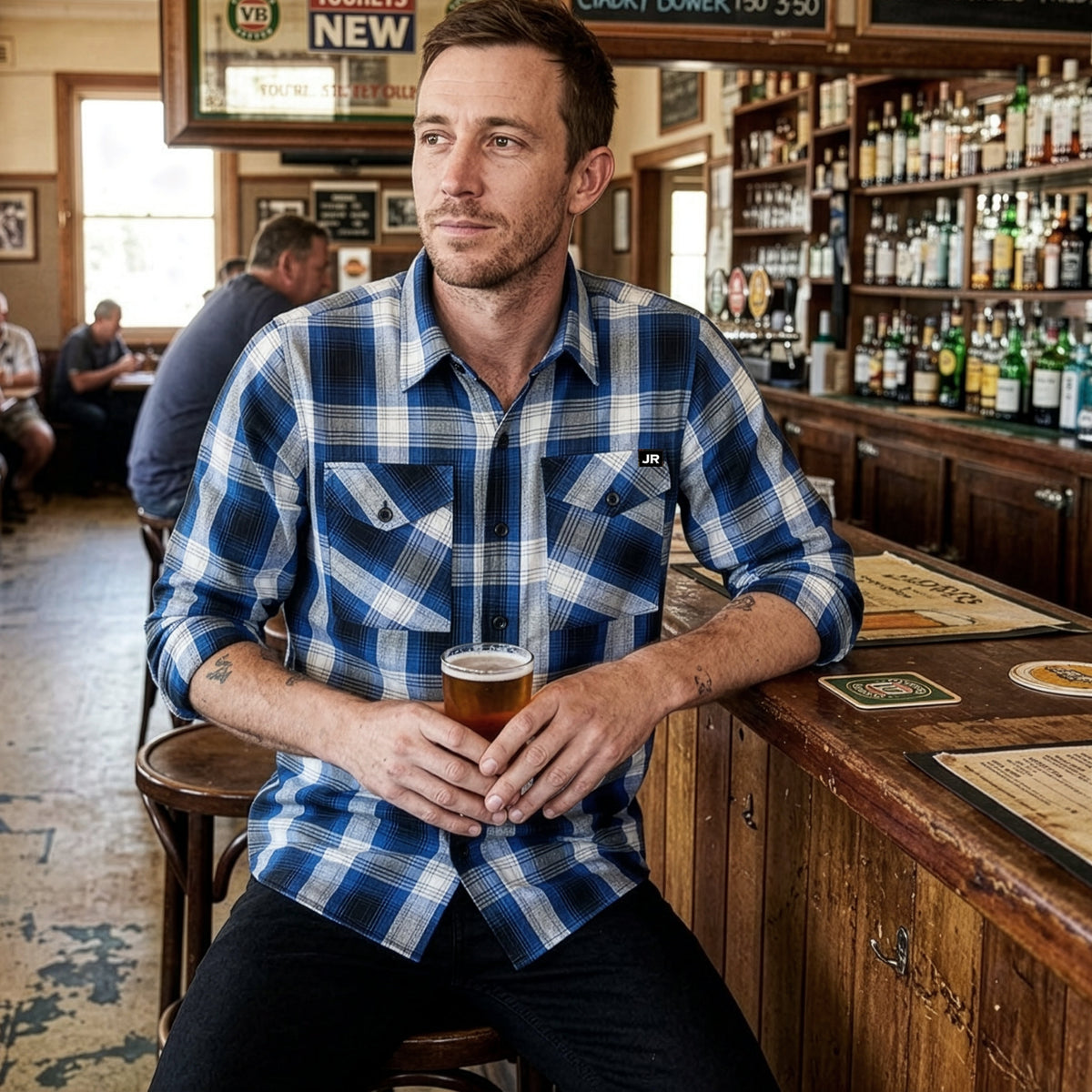Johnny Reb The 'Pot Middy' Flannel Shirt - Black/White/Blue - product image 2