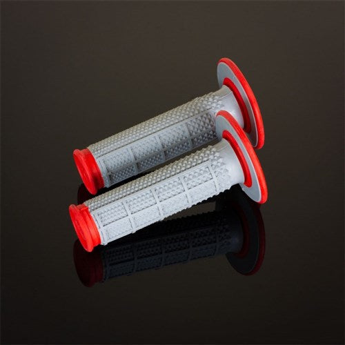 RENTHAL GRIPS DUAL COMPOUND TAPERED HALF WAFFLE RED/GRY Q70 (G163)