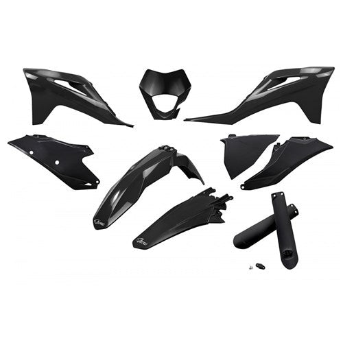 UFO GAS GAS FULL PLASTICS KIT WITH H/LIGHT SHROUD EC/EC-F 21-23 BLK (WAS GGKIT703E001)