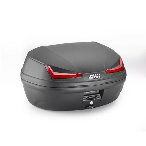 GIVI MONOLOCK TOPCASE 45L BLACK/RED - INCLUDES UNIVERSAL PLATE (E455N)