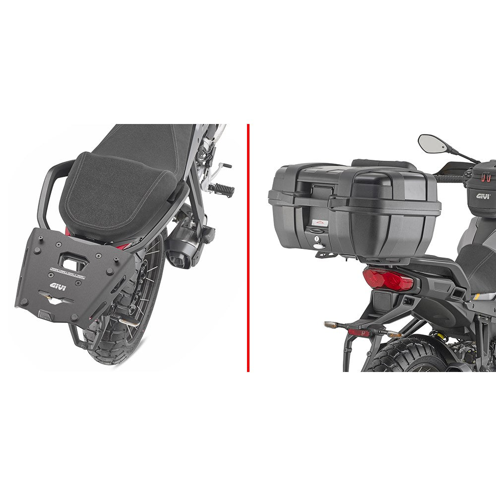GIVI SPECIFIC MONOKEY ALUMINIUM REAR RACK - MOTO GUZZI STELVIO 24- (PLATE INCLUDED) (SRA8208)