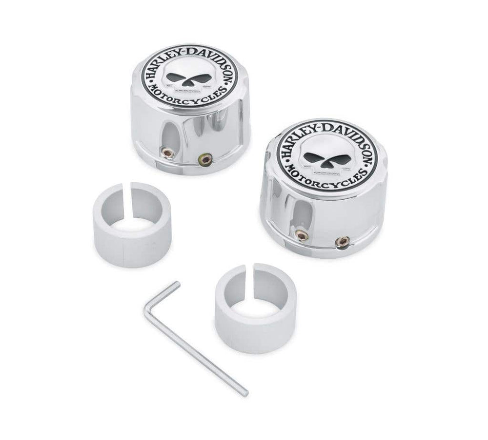 HARLEY-DAVIDSON WILLIE G SKULL FRONT AXLE NUT COVERS