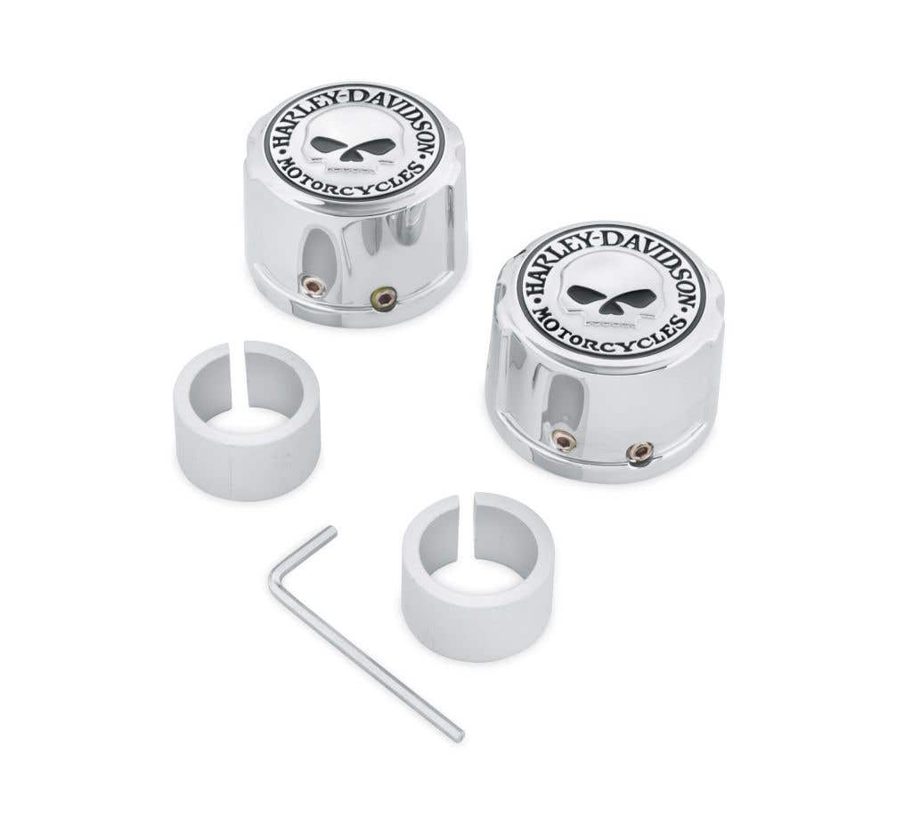HARLEY-DAVIDSON WILLIE G SKULL FRONT AXLE NUT COVERS