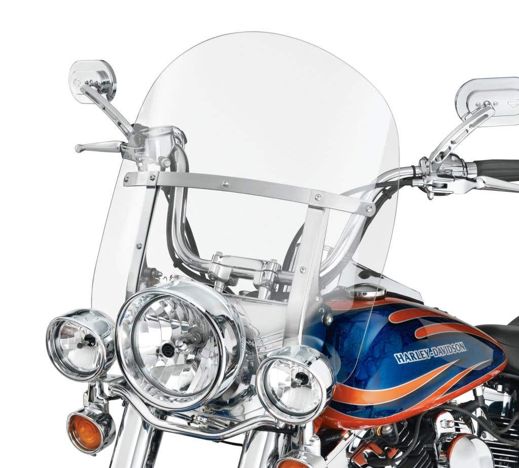 HARLEY-DAVIDSON KING-SIZE H-D DETACHABLES WINDSHIELD FOR FL SOFTAIL MODELS - 18 IN. CLEAR POLISHED BRACES