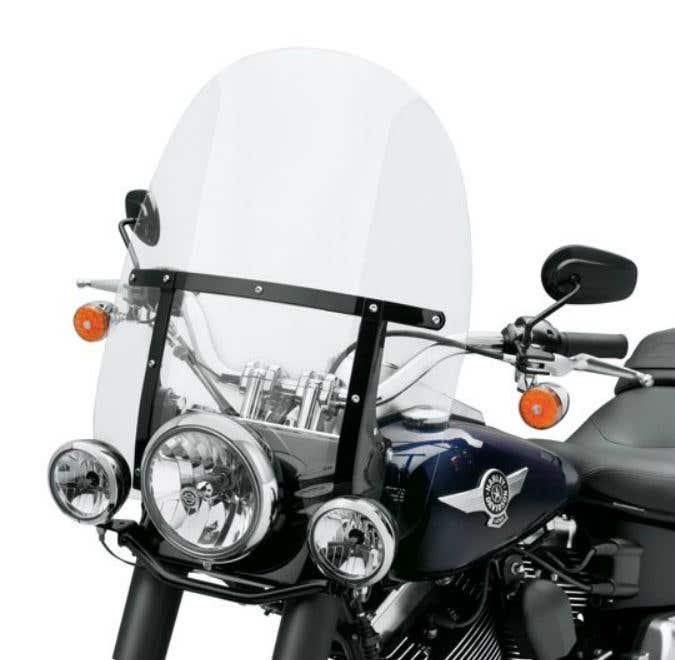 HARLEY-DAVIDSON KING-SIZE H-D DETACHABLES WINDSHIELD FOR FL SOFTAIL MODELS - 21 IN. CLEAR GLOSS BLACK BRACES