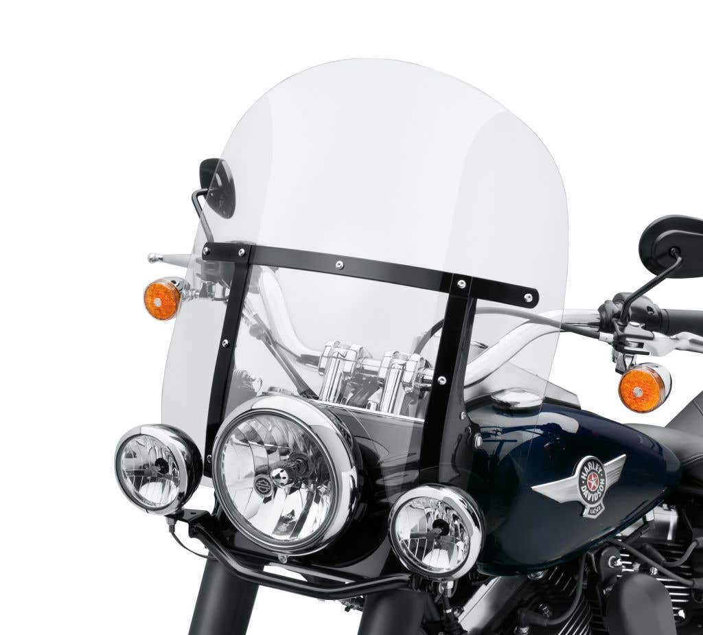 HARLEY-DAVIDSON KING-SIZE H-D DETACHABLES WINDSHIELD FOR FL SOFTAIL MODELS - 18 IN. LIGHT SMOKE GLOSS BLACK BRACE