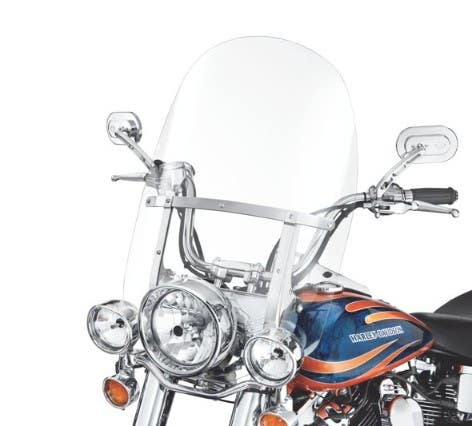 HARLEY-DAVIDSON KING-SIZE H-D DETACHABLES WINDSHIELD FOR FL SOFTAIL MODELS - 21 IN. CLEAR POLISHED BRACES