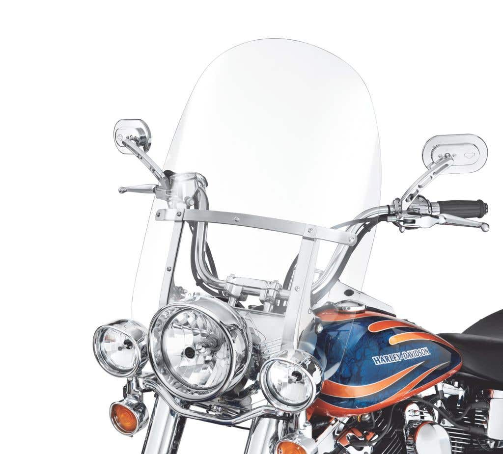 HARLEY-DAVIDSON KING-SIZE H-D DETACHABLES WINDSHIELD FOR FL SOFTAIL MODELS - 23 IN. CLEAR POLISHED BRACES