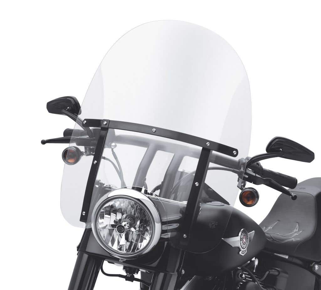 HARLEY-DAVIDSON KING-SIZE H-D DETACHABLES WINDSHIELD FOR FL SOFTAIL MODELS - 21 IN. CLEAR GLOSS BLACK BRACES