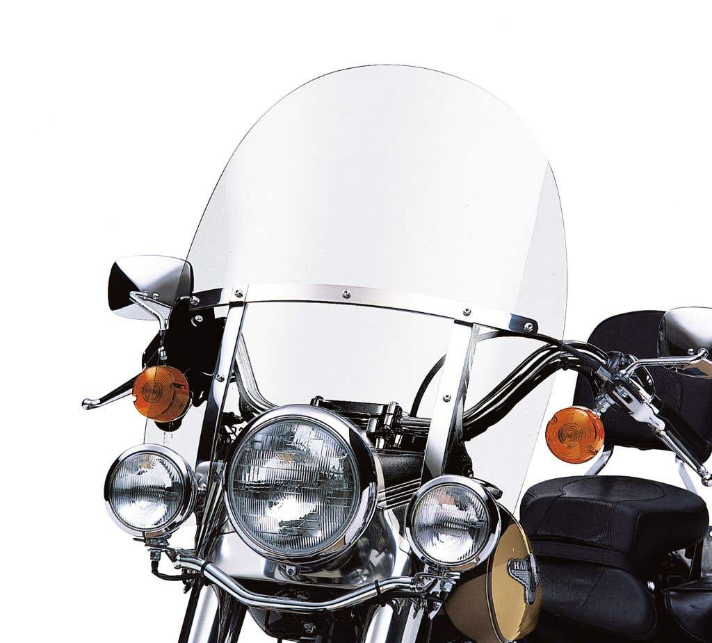 HARLEY-DAVIDSON KING-SIZE H-D DETACHABLES WINDSHIELD FOR FL SOFTAIL MODELS - 21 IN. CLEAR POLISHED BRACES