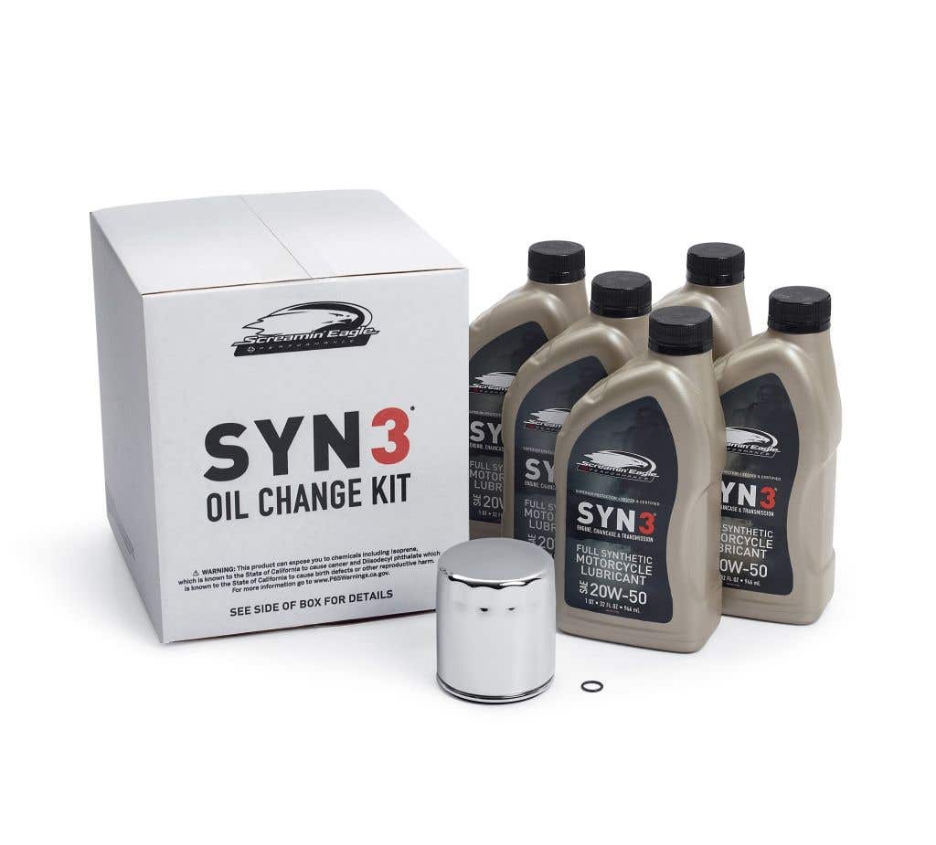 SCREAMIN' EAGLE 5 QT. SYN3 FULL SYNTHETIC MOTORCYCLE LUBRICANT OIL CHANGE KIT  CHROME FILTER