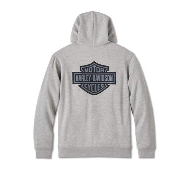 HARLEY-DAVIDSON MENS BAR & SHIELD PLAID LINED ZIP-UP HOODIE