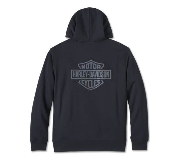 HARLEY-DAVIDSON MENS BAR & SHIELD PLAID LINED ZIP-UP HOODIE