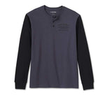 HARLEY-DAVIDSON MENS OLD ENGLISH STACKED BAR & SHIELD HENLEY