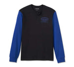 HARLEY-DAVIDSON MENS OLD ENGLISH STACKED BAR & SHIELD HENLEY