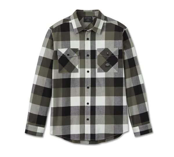 HARLEY-DAVIDSON MENS ESSENCE LONG SLEEVE FLANNEL SHIRT