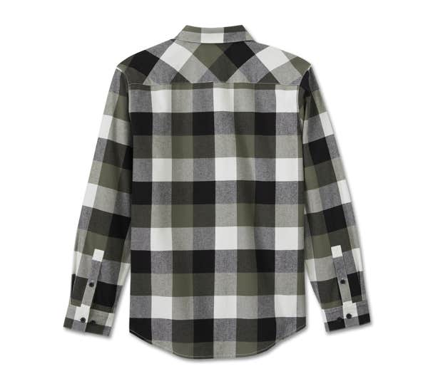 HARLEY-DAVIDSON MENS ESSENCE LONG SLEEVE FLANNEL SHIRT