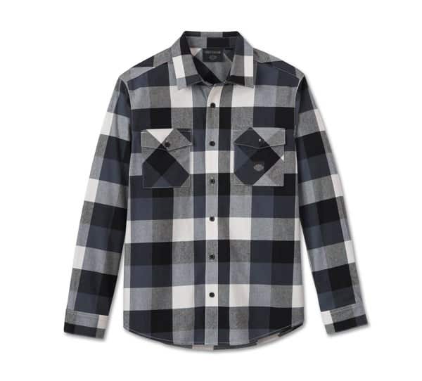 HARLEY-DAVIDSON MENS ESSENCE LONG SLEEVE FLANNEL SHIRT