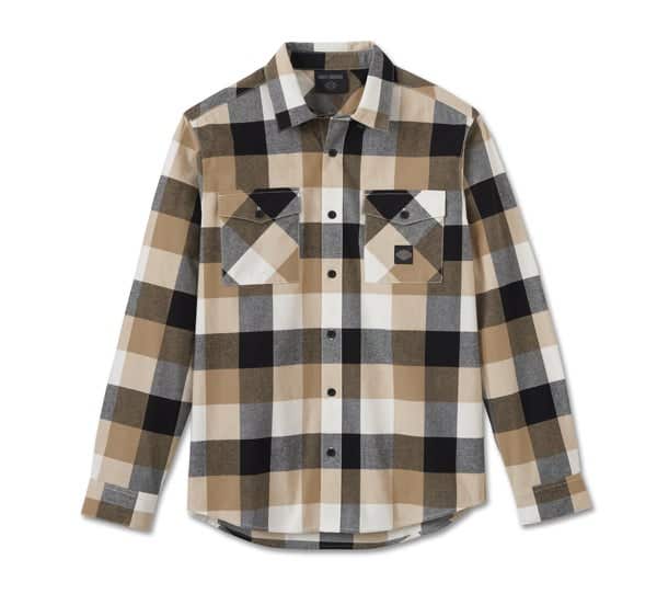HARLEY-DAVIDSON MENS ESSENCE LONG SLEEVE FLANNEL SHIRT