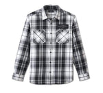 HARLEY-DAVIDSON MENS STACKED BAR & SHIELD LONG SLEEVE PLAID SHIRT