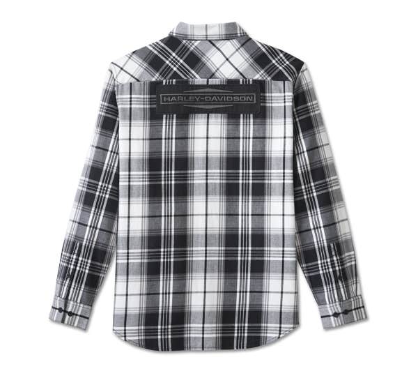 HARLEY-DAVIDSON MENS STACKED BAR & SHIELD LONG SLEEVE PLAID SHIRT