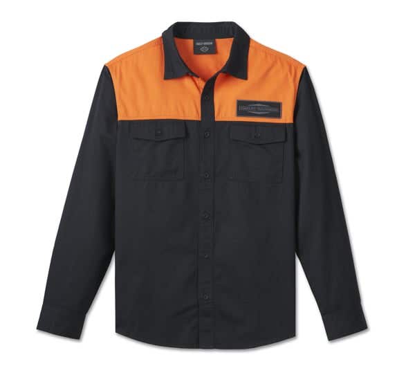 HARLEY-DAVIDSON MENS STACKED BAR & SHIELD LONG SLEEVE SHIRT