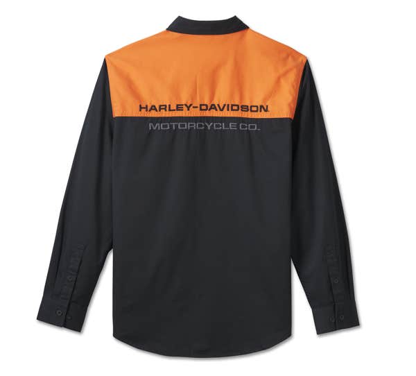 HARLEY-DAVIDSON MENS STACKED BAR & SHIELD LONG SLEEVE SHIRT