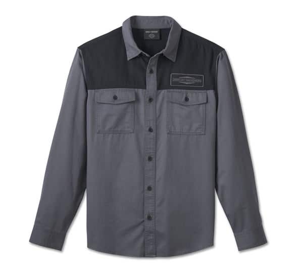 HARLEY-DAVIDSON MENS STACKED BAR & SHIELD LONG SLEEVE SHIRT