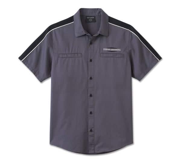 HARLEY-DAVIDSON MENS STACKED BAR & SHIELD SHORT SLEEVE SHIRT