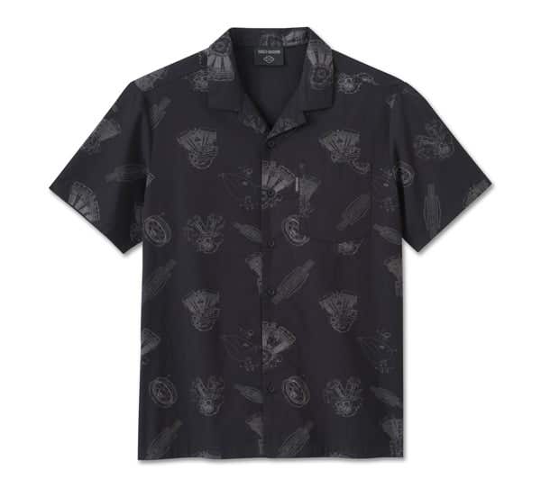 HARLEY-DAVIDSON MENS ENGINE ALOHA SHORT SLEEVE SHIRT