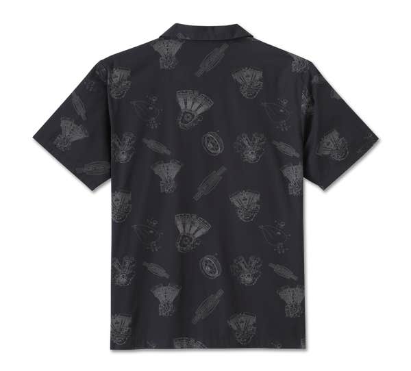 HARLEY-DAVIDSON MENS ENGINE ALOHA SHORT SLEEVE SHIRT