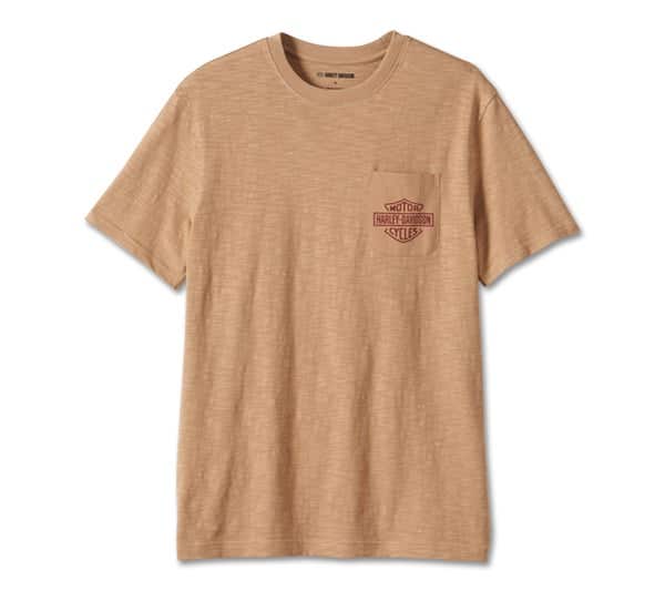HARLEY-DAVIDSON MENS BAR & SHIELD 3D POCKET TEE