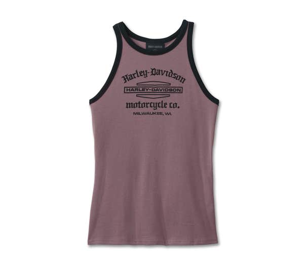 HARLEY-DAVIDSON WOMENS STACKED BAR & SHIELD RACERBACK TANK