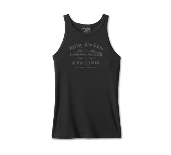 HARLEY-DAVIDSON WOMENS STACKED BAR & SHIELD RACERBACK TANK
