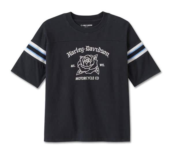 HARLEY-DAVIDSON WOMENS OLD ENGLISH ROSE BOXY TEE