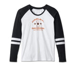 HARLEY-DAVIDSON WOMENS FIRST-CLASS LONG SLEEVE RAGLAN TOP